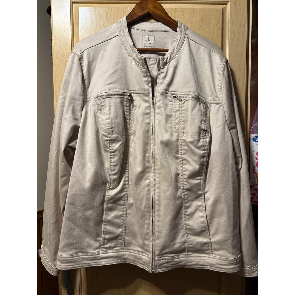 Denim & Co. Women's Brushed‎ Cotton Denim Zip Jacket, 3x